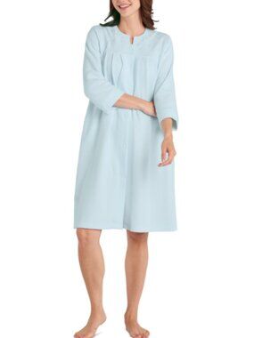 Miss Elaine Women's Embroidered Waffle-Knit Grip Robe Mint Size M 21102